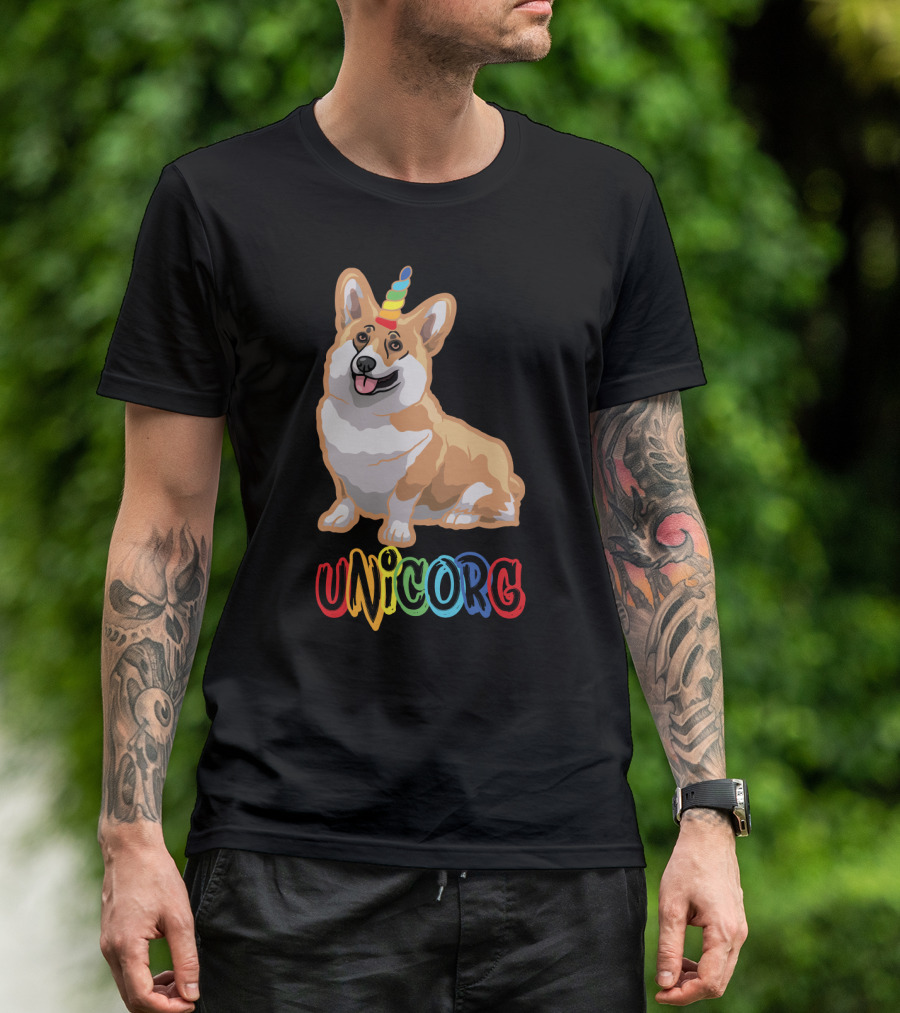 Corgi Dog Cute Unicorg Unicorn Rainbow Horn T-Shirt