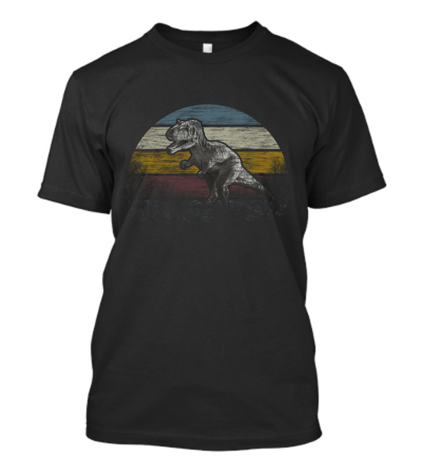 Vintage T-Rex Eighties Dinosaur With Retro Stripes T-Shirt