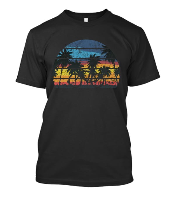 Bicycle Cycling Vintage Bike Rider Palm Trees Sunset Stripes T-Shirt