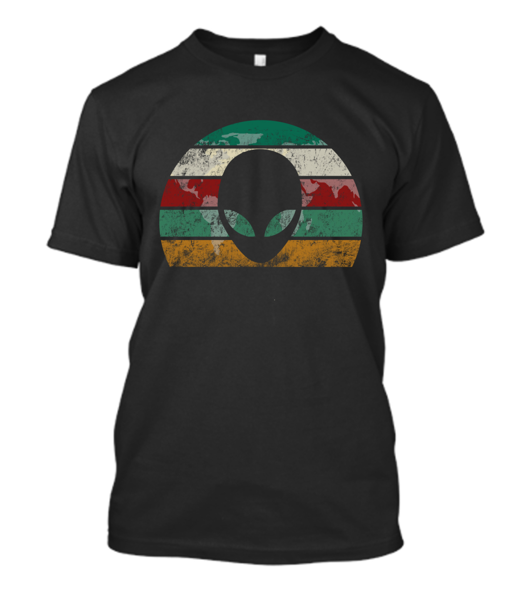 Retro Alien Stripes UFO Vintage Space T-Shirt