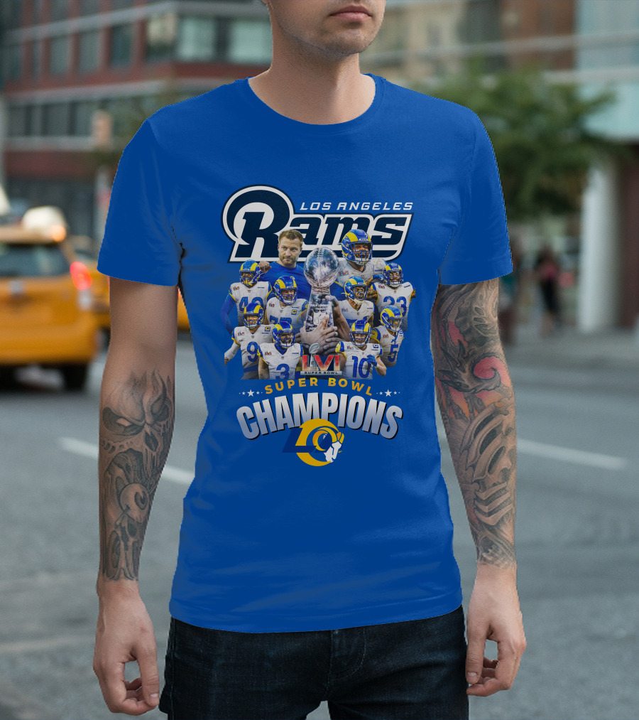 Los Angeles Rams Super Bowl Champions LVI Trophy Team T-Shirt