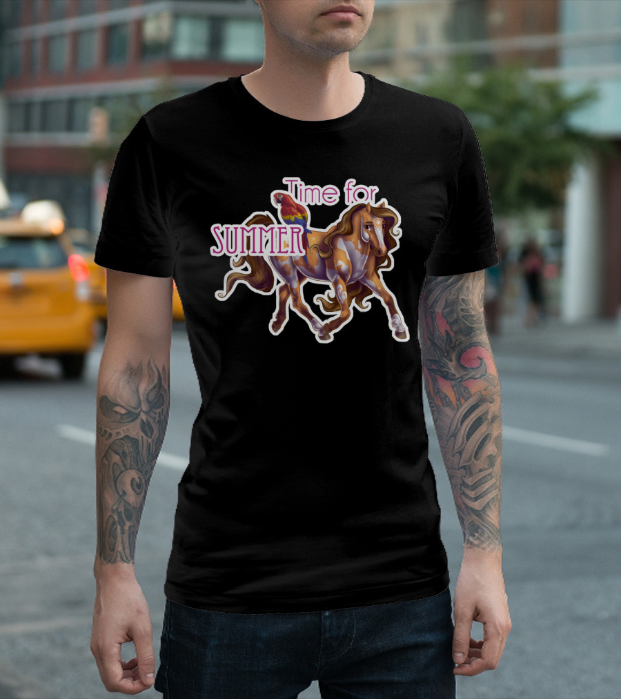 Time for Summer Horse and Parrot Adventure T-Shirt