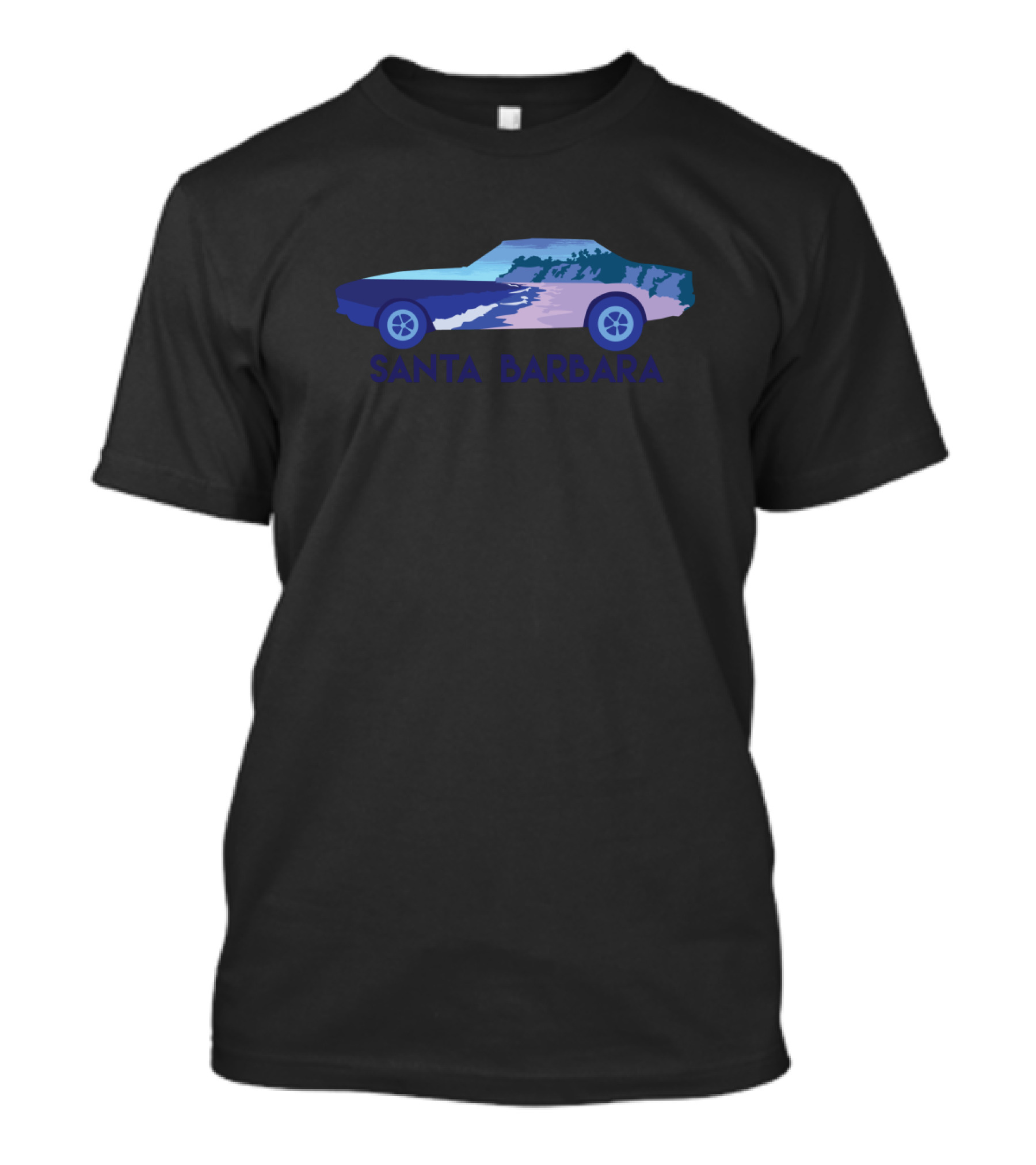 Santa Barbara Scenic Car Silhouette Ocean Landscape T-Shirt