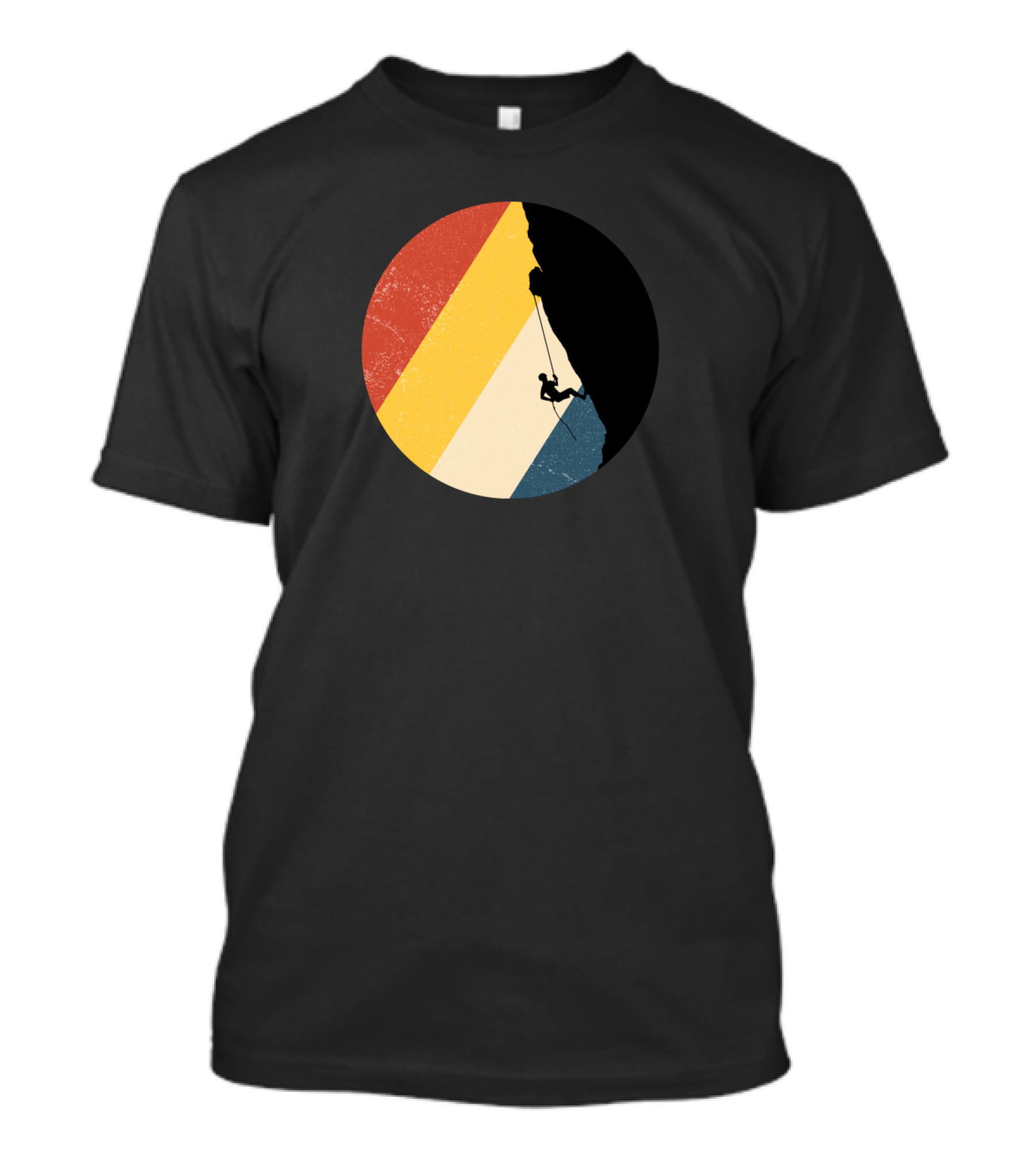 Alpinist Retro Climbing Silhouette In Vintage Striped Circle T-Shirt
