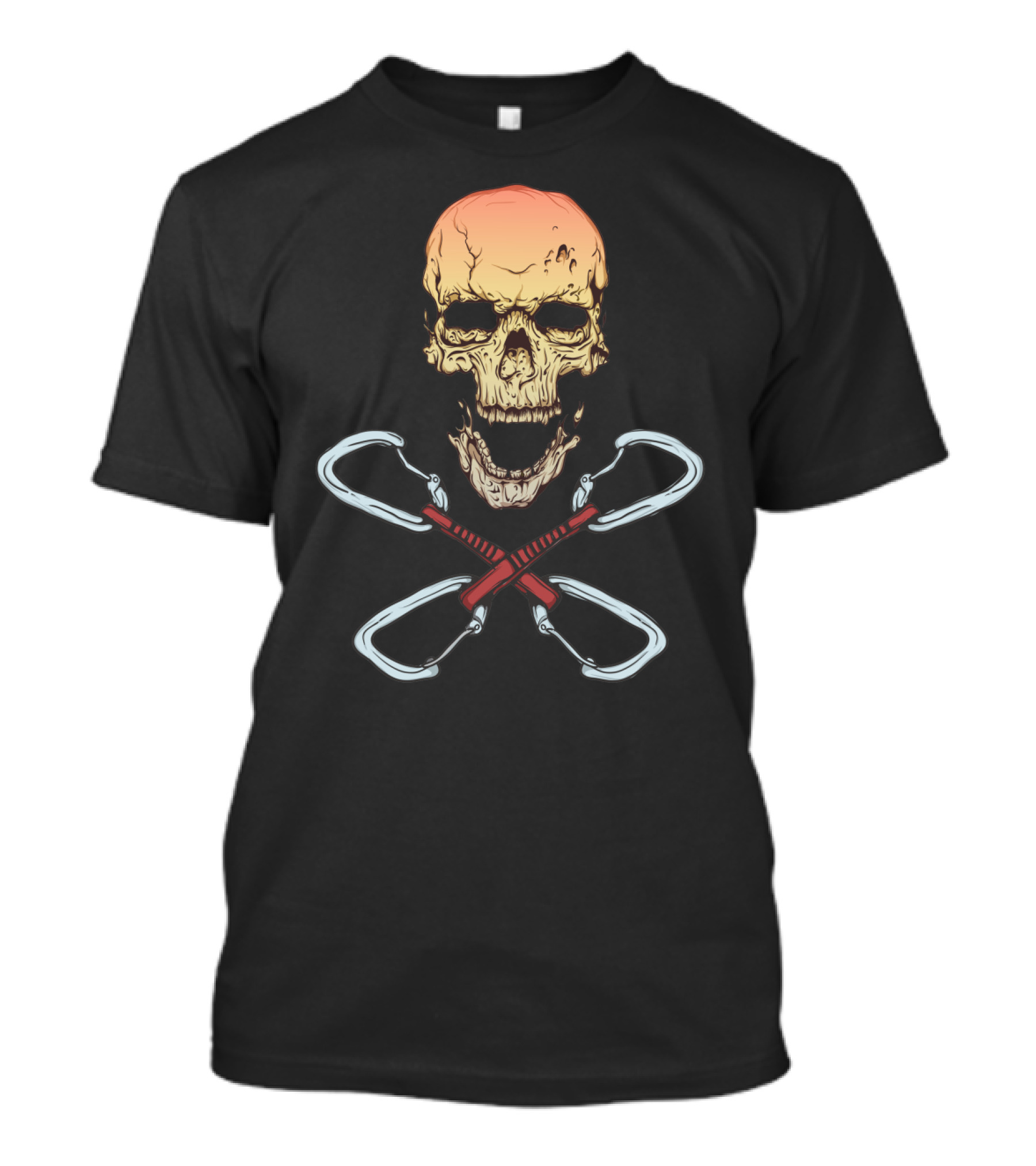 Rock Climber Skull With Crossed Carabiners T-Shirt
