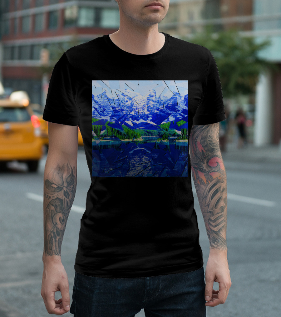 Shattered Reflections Of Majestic Mountain Glass T-Shirt