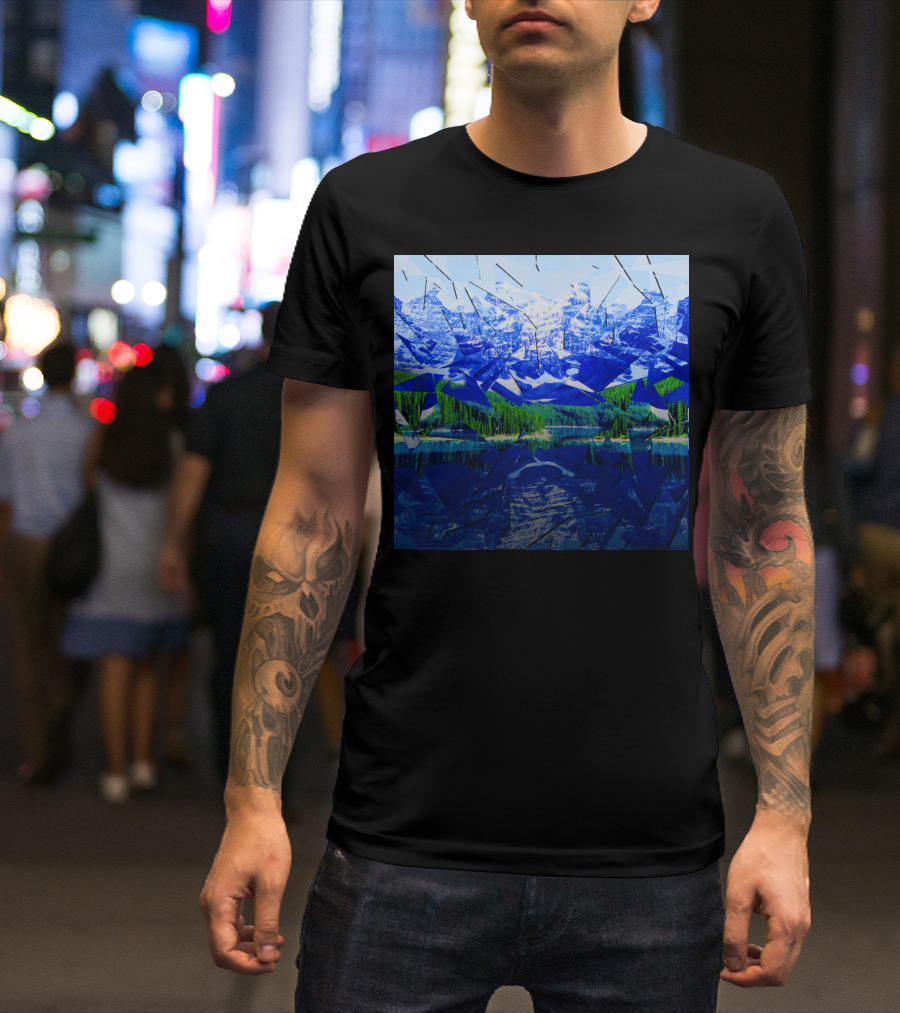 Shattered Reflections Of Majestic Mountain Glass T-Shirt