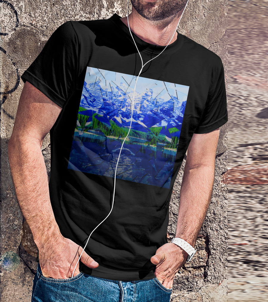 Shattered Reflections Of Majestic Mountain Glass T-Shirt