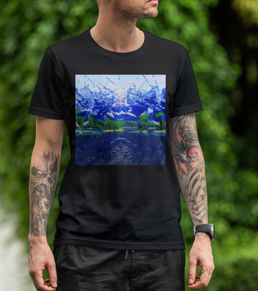 Shattered Reflections Of Majestic Mountain Glass T-Shirt