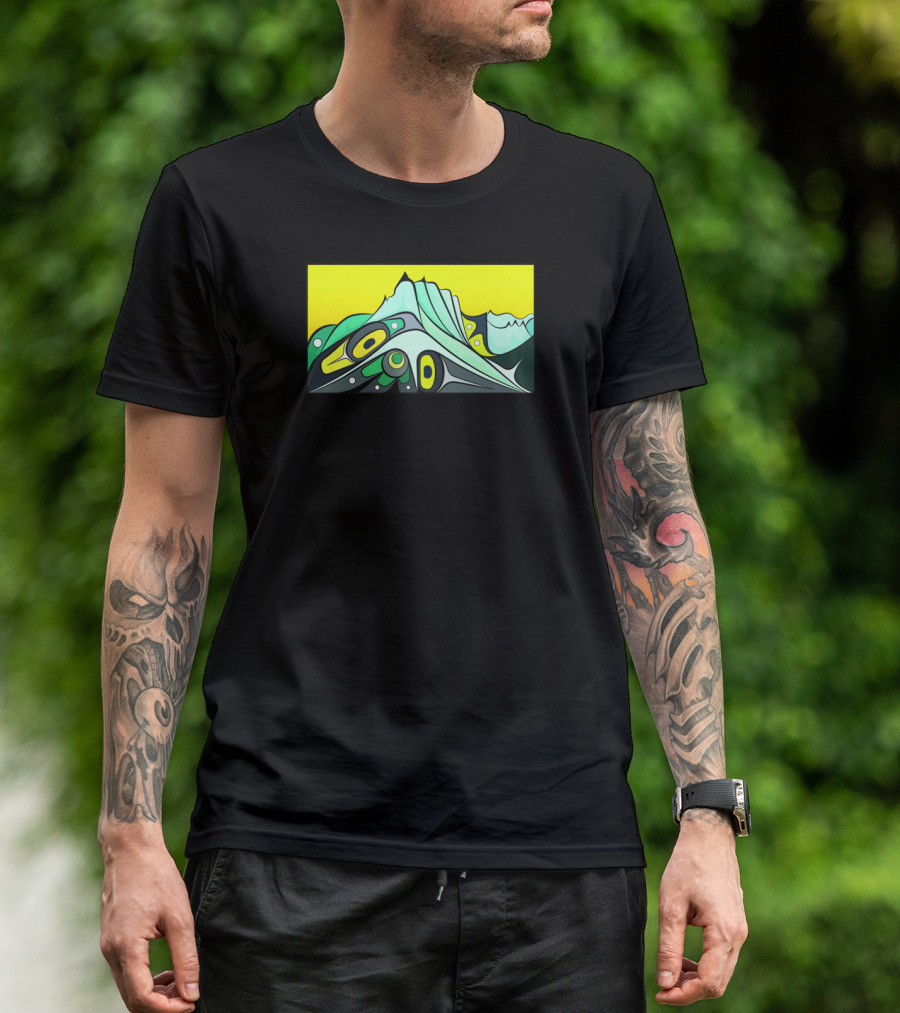 Chilkat Mountain Abstract Eagle Tribal Art With Yellow Sky T-Shirt