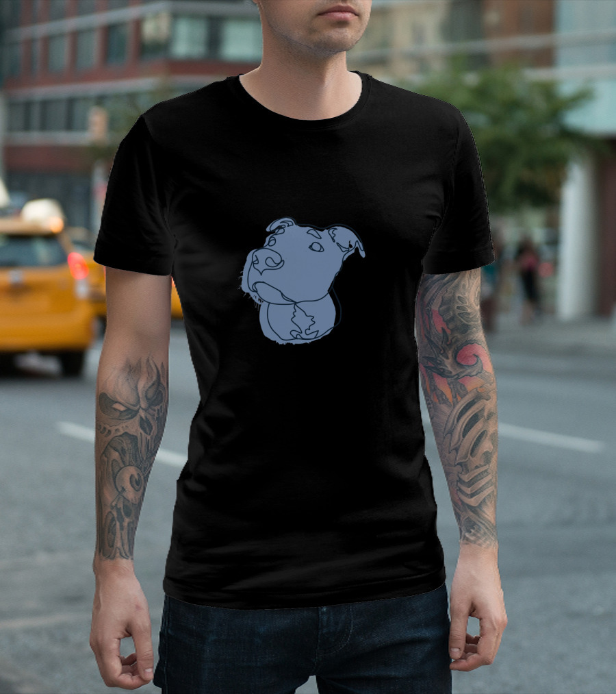 Chance Offset Blue Line Art Dog T-Shirt