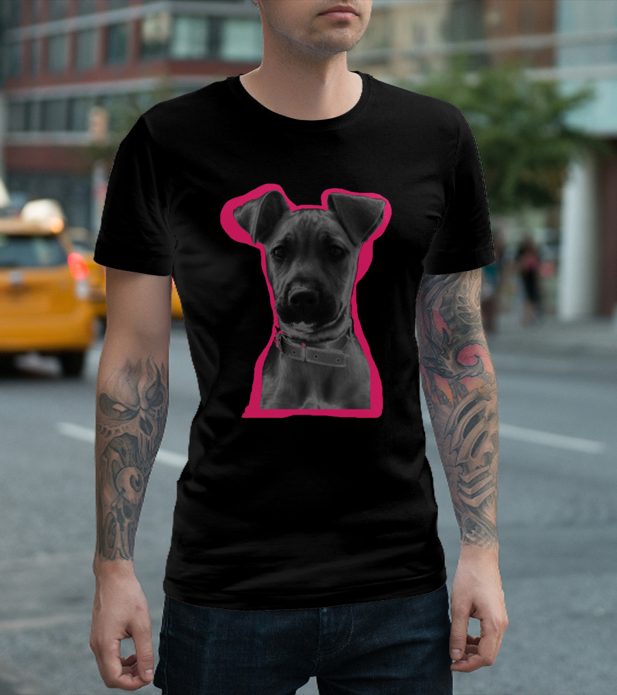 Beibi Dog Portrait with Pink Outline T-Shirt