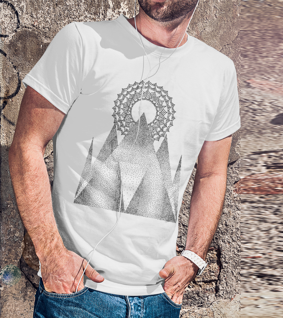 Refuge Original Geometric Mandala Mountains T-Shirt