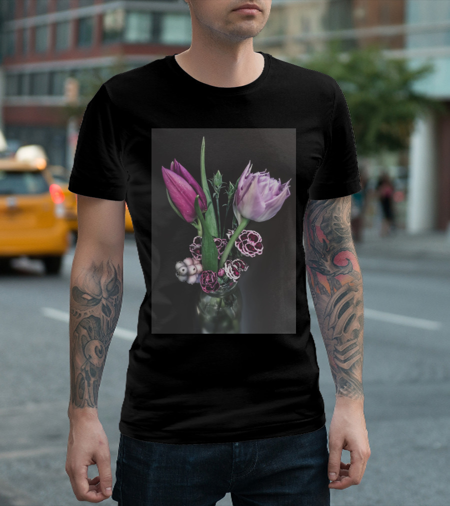 Promise Bouquet Tulips and Carnations in Vase T-Shirt