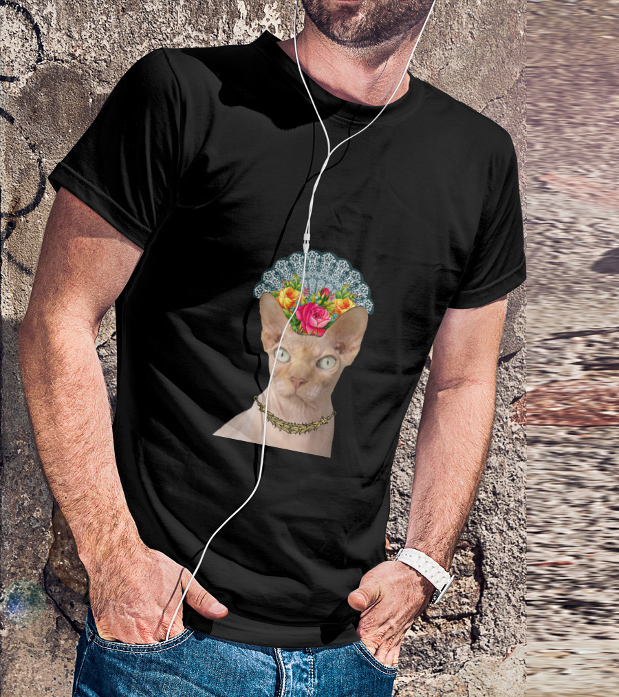 La Faraona Cat With Floral Crown And Collar T-Shirt