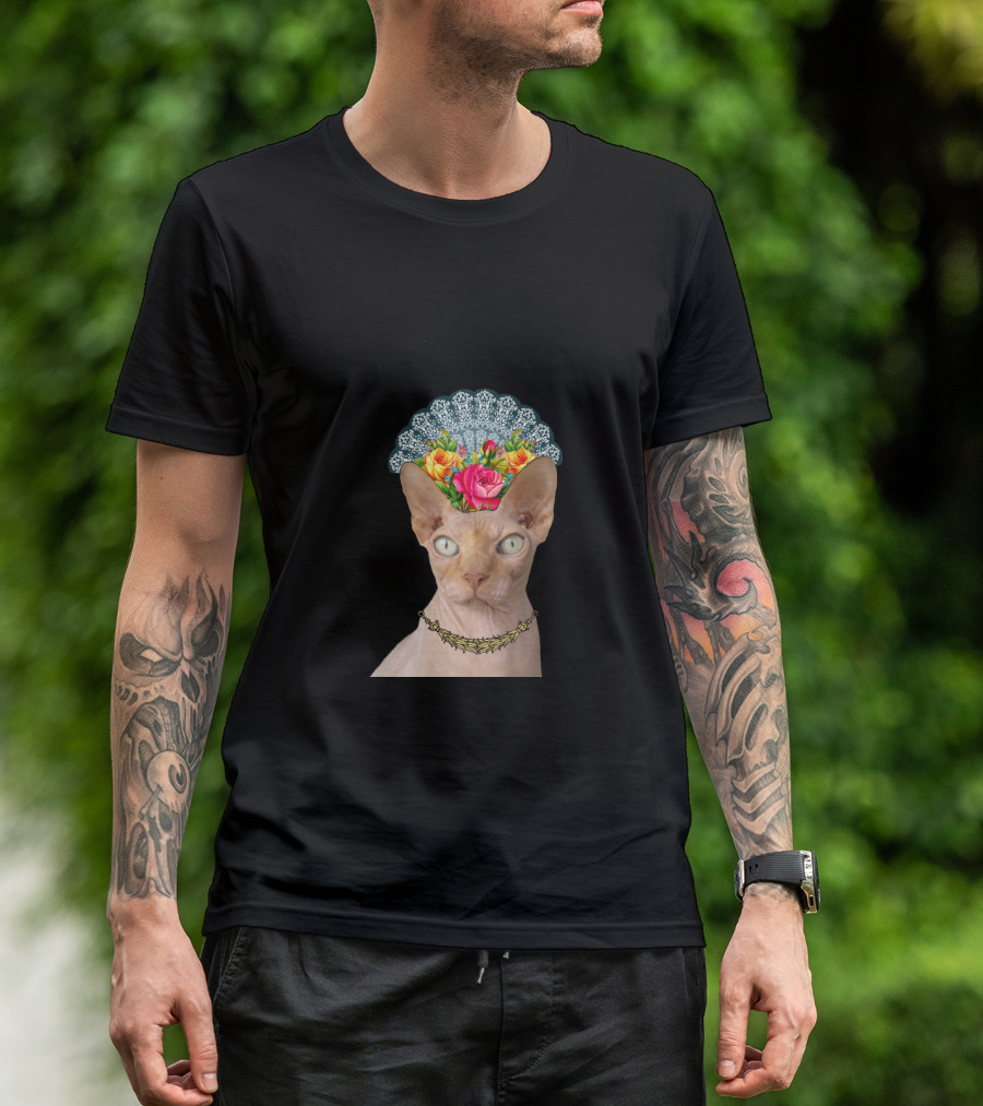La Faraona Cat With Floral Crown And Collar T-Shirt