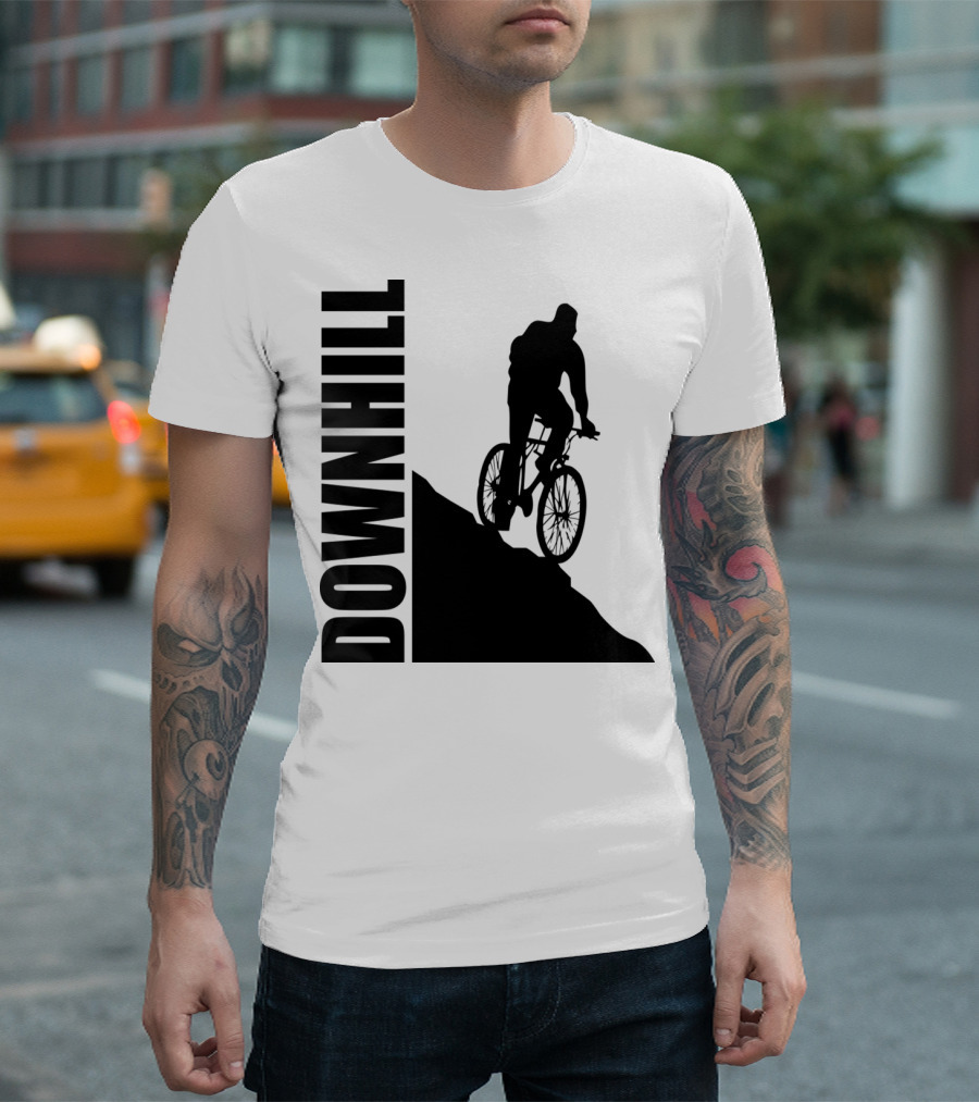 Downhill Cycling Adventure Silhouette on Steep Slope T-Shirt