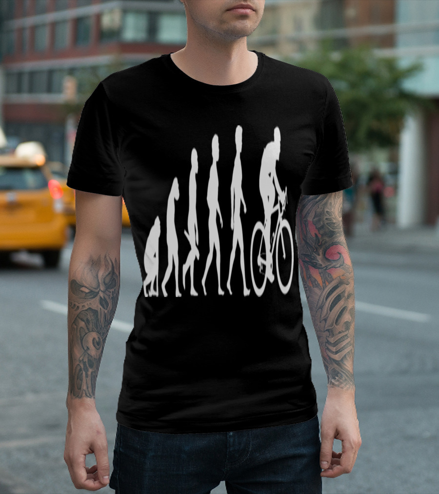 Evolution Cyclist Journey from Ape to Biking Enthusiast T-Shirt