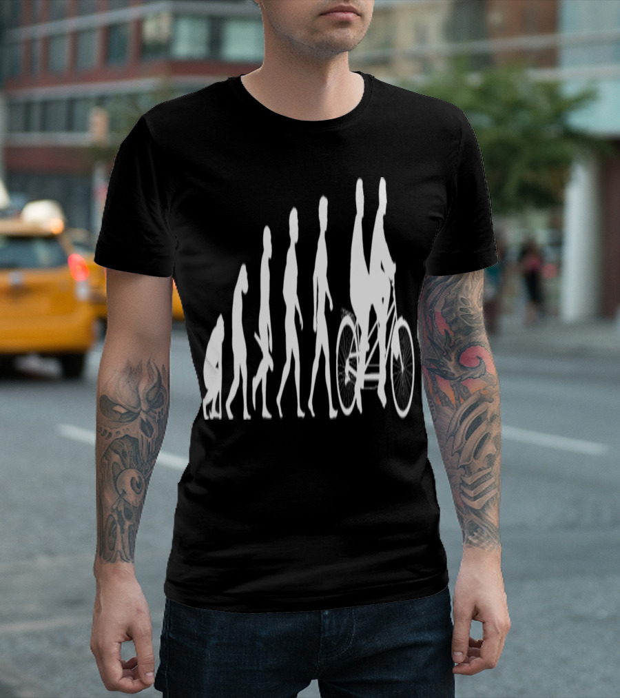 Evolution Of Cycling Tandem Bicycle Bike Cyclist Cycle Biking Journey T-Shirt