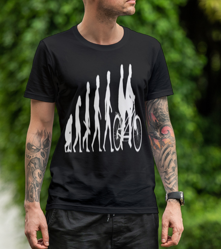 Evolution Of Cycling Tandem Bicycle Bike Cyclist Cycle Biking Journey T-Shirt