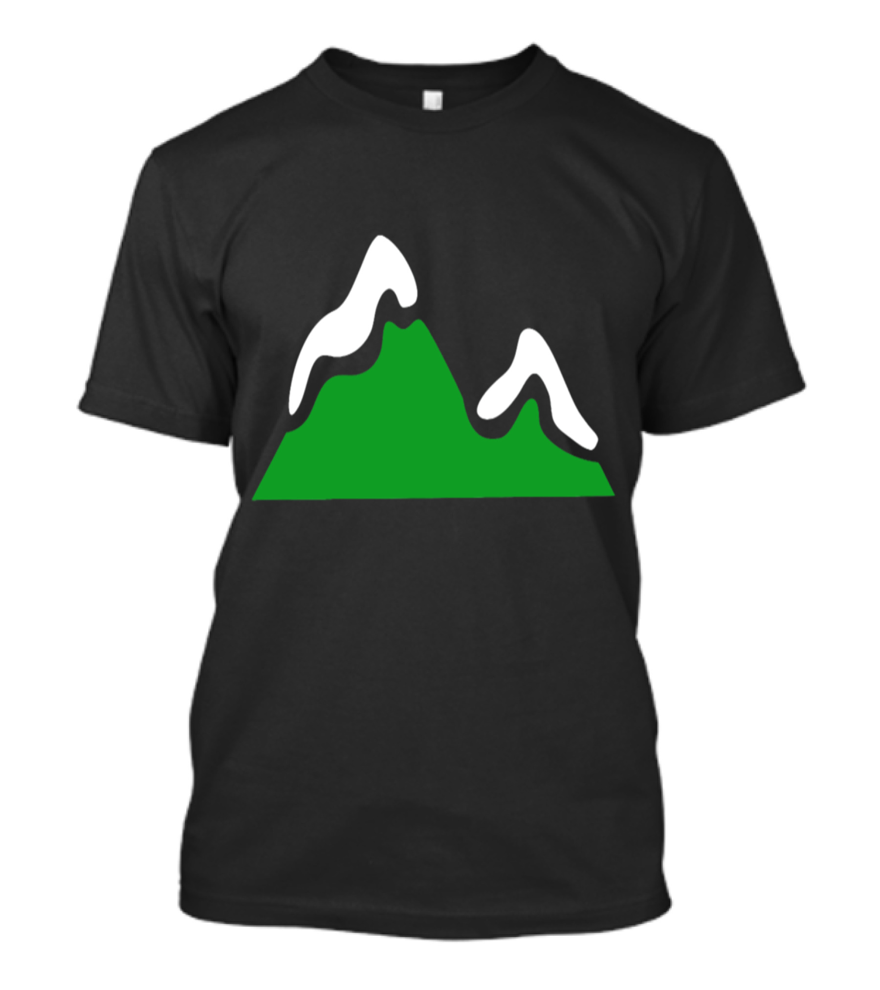 Green Mountain With Snow Caps In Winter Scene T-Shirt
