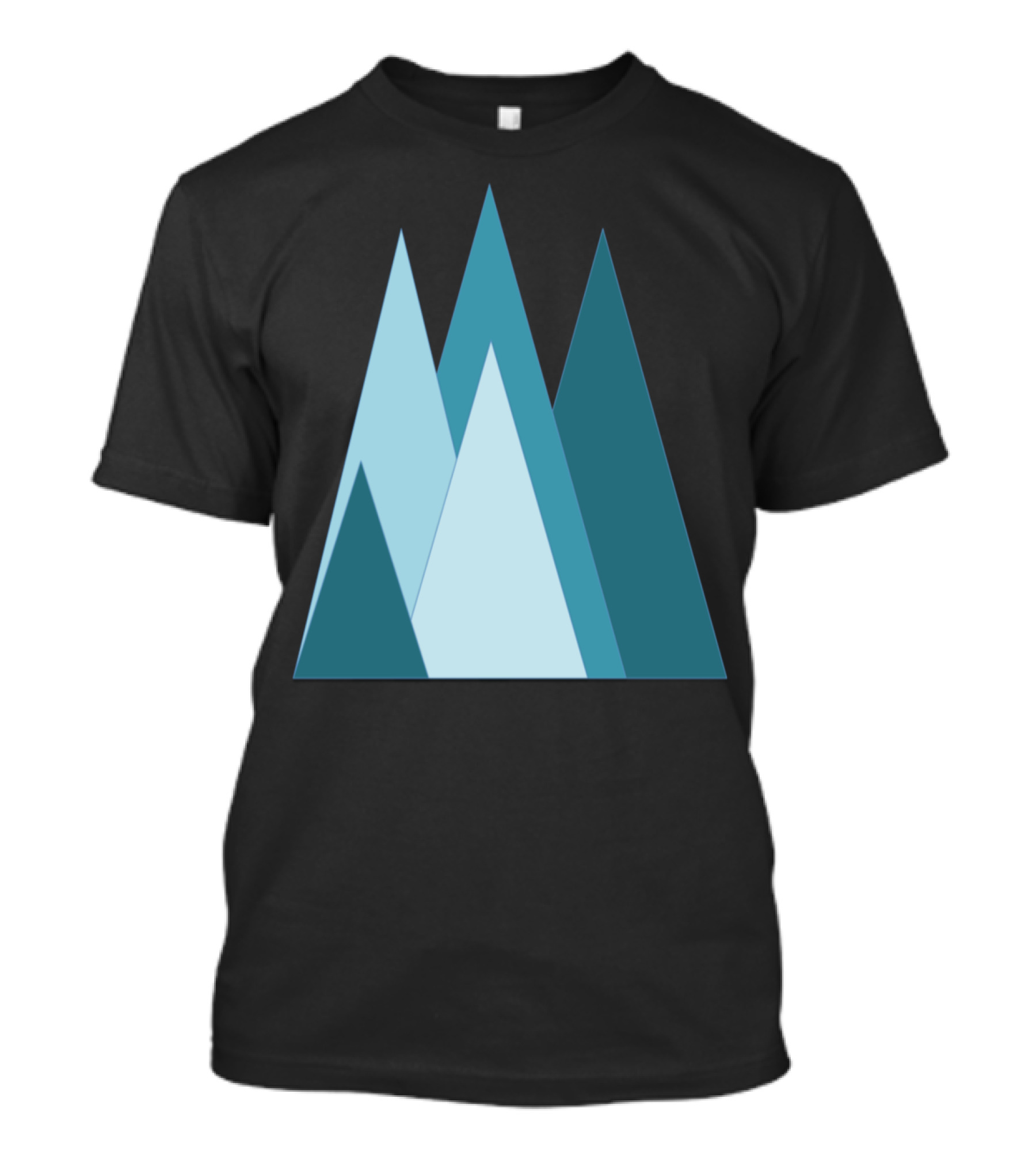 Geometric Mountain Triangles Blue Abstract Peaks T-Shirt