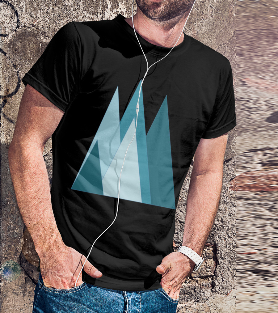 Geometric Mountain Triangles Blue Abstract Peaks T-Shirt