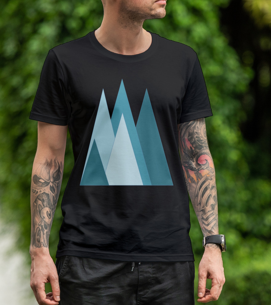 Geometric Mountain Triangles Blue Abstract Peaks T-Shirt