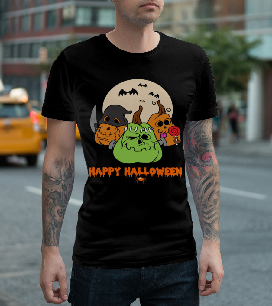 Happy Halloween Pumpkins Monster Zombie Horror T-Shirt