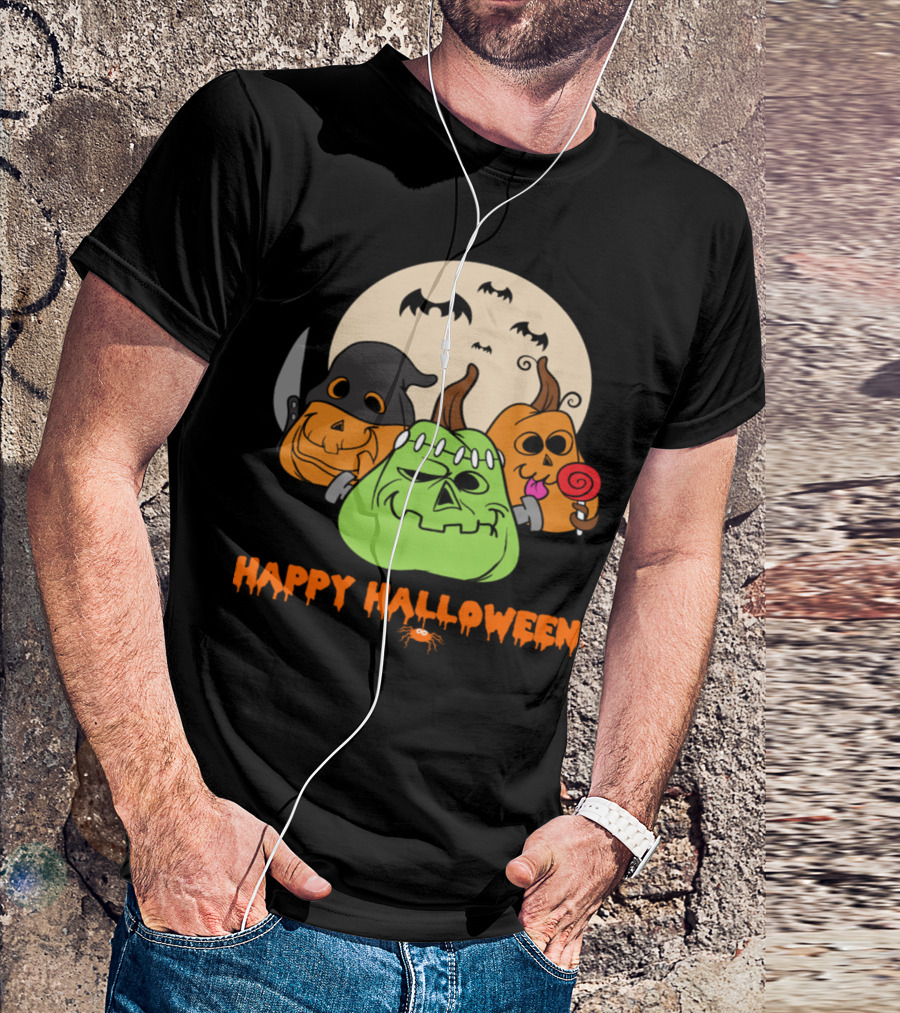 Happy Halloween Pumpkins Monster Zombie Horror T-Shirt