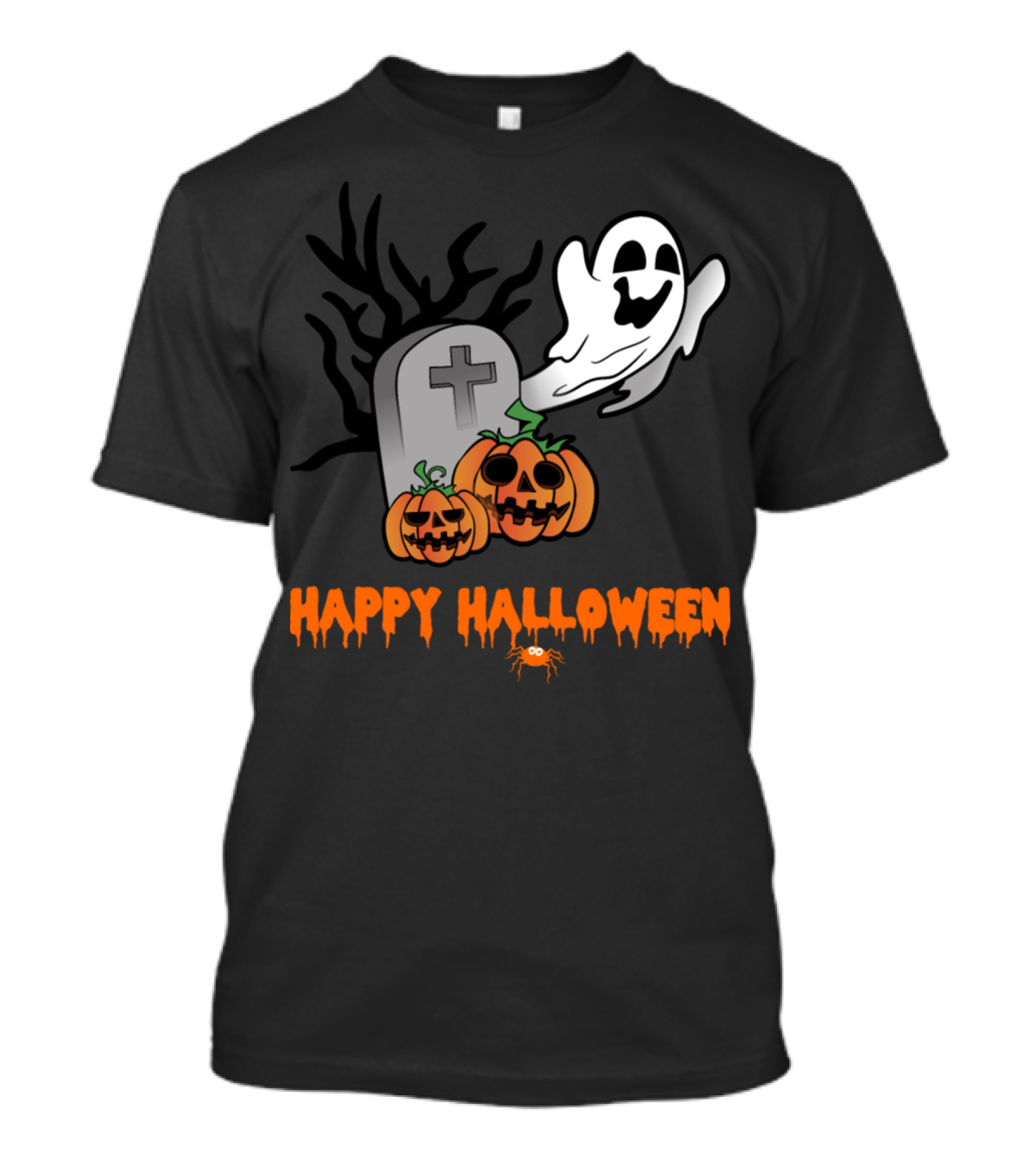 Happy Halloween Ghost Gravestone Jack-o'-Lantern Tombstone T-Shirt