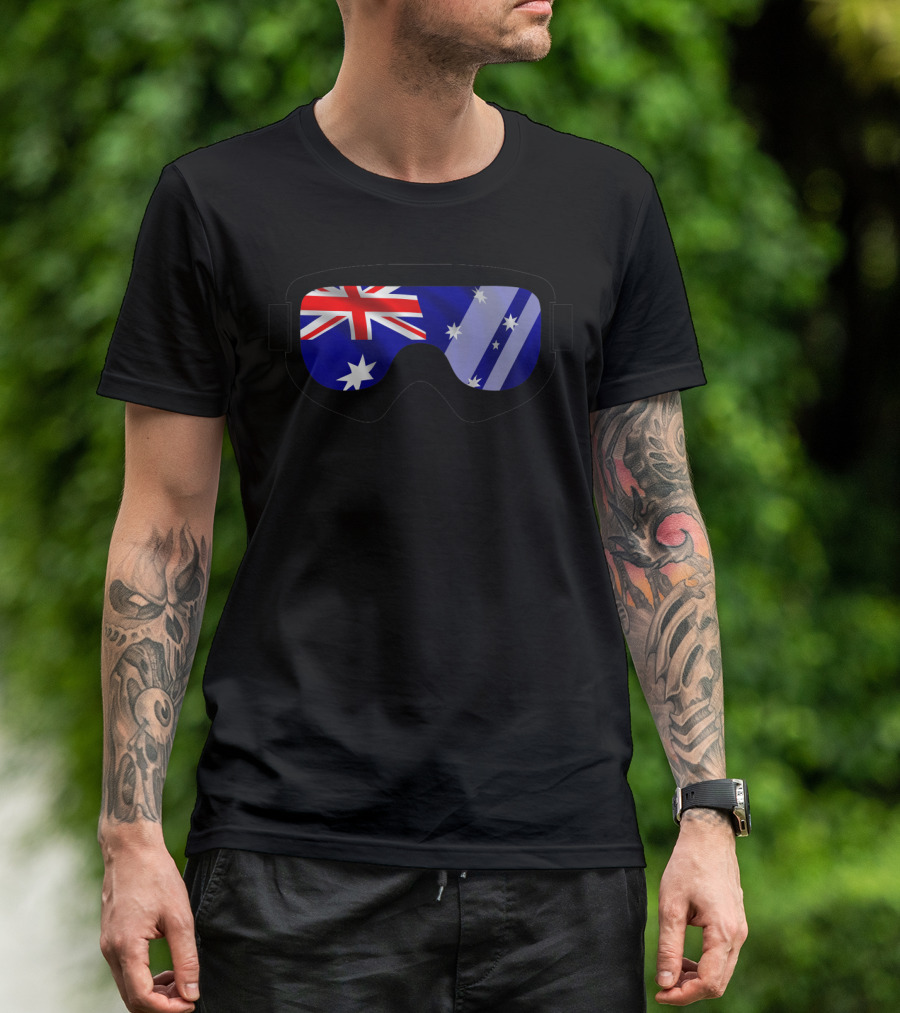 Aussie Goggles Goggle Designs DopeyArt Australian Flag Motif T-Shirt