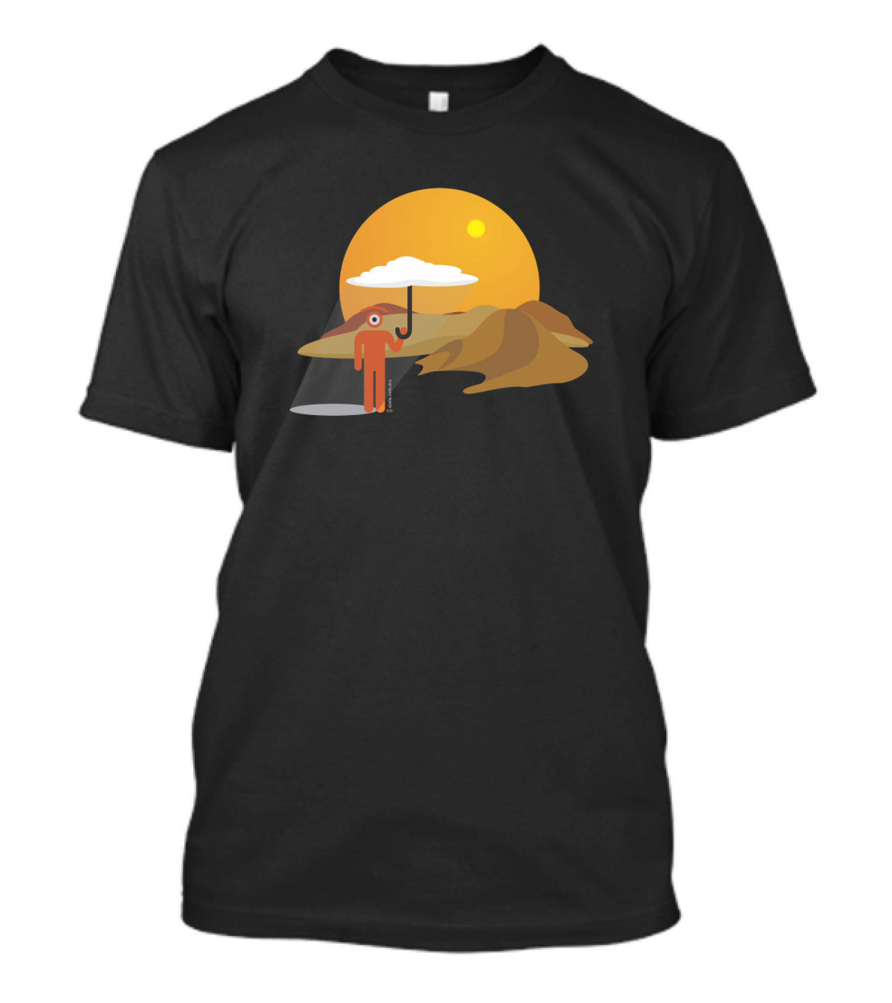 Sunny Glance Desert Scene With Cloud And Umbrella T-Shirt