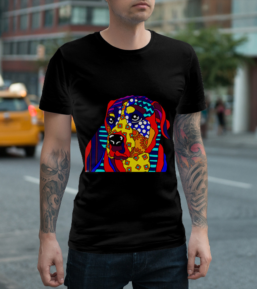 Happiness Is a Rescue Dog – Colorful Patterned Canine T-Shirt