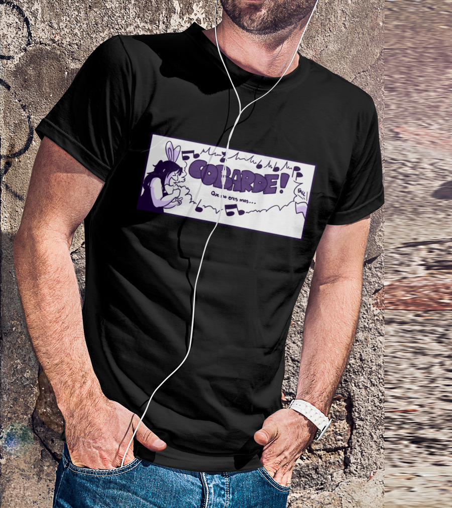 Cobarde Que No Eres Más Comic Style With Bunny Ears And Musical Notes T-Shirt
