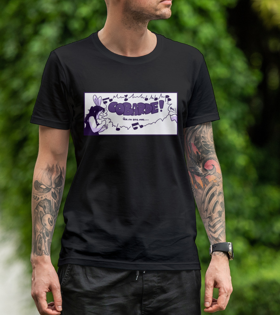 Cobarde Que No Eres Más Comic Style With Bunny Ears And Musical Notes T-Shirt