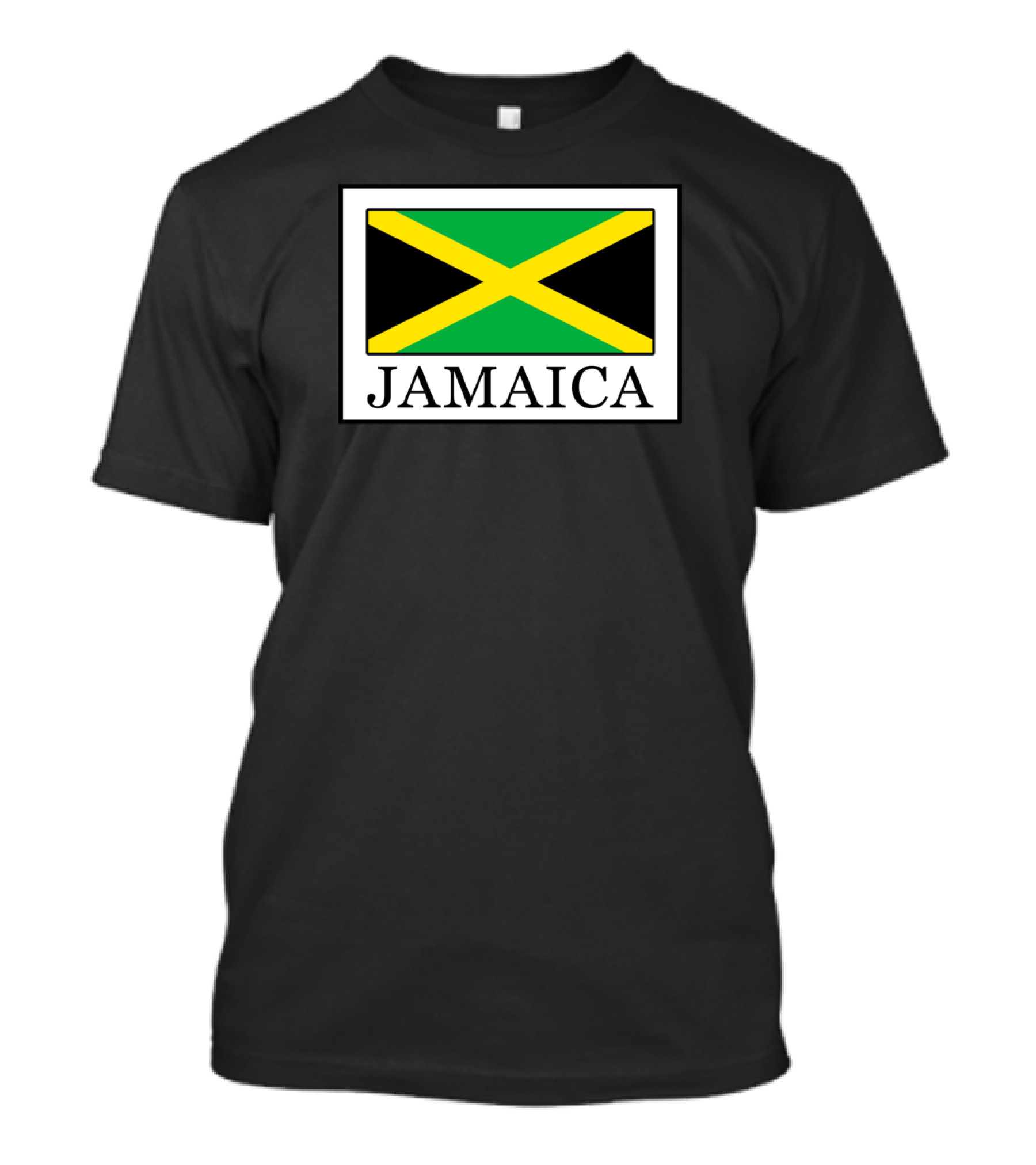 Jamaica Flag Icon With Black Green And Gold Crossing Stripes T-Shirt