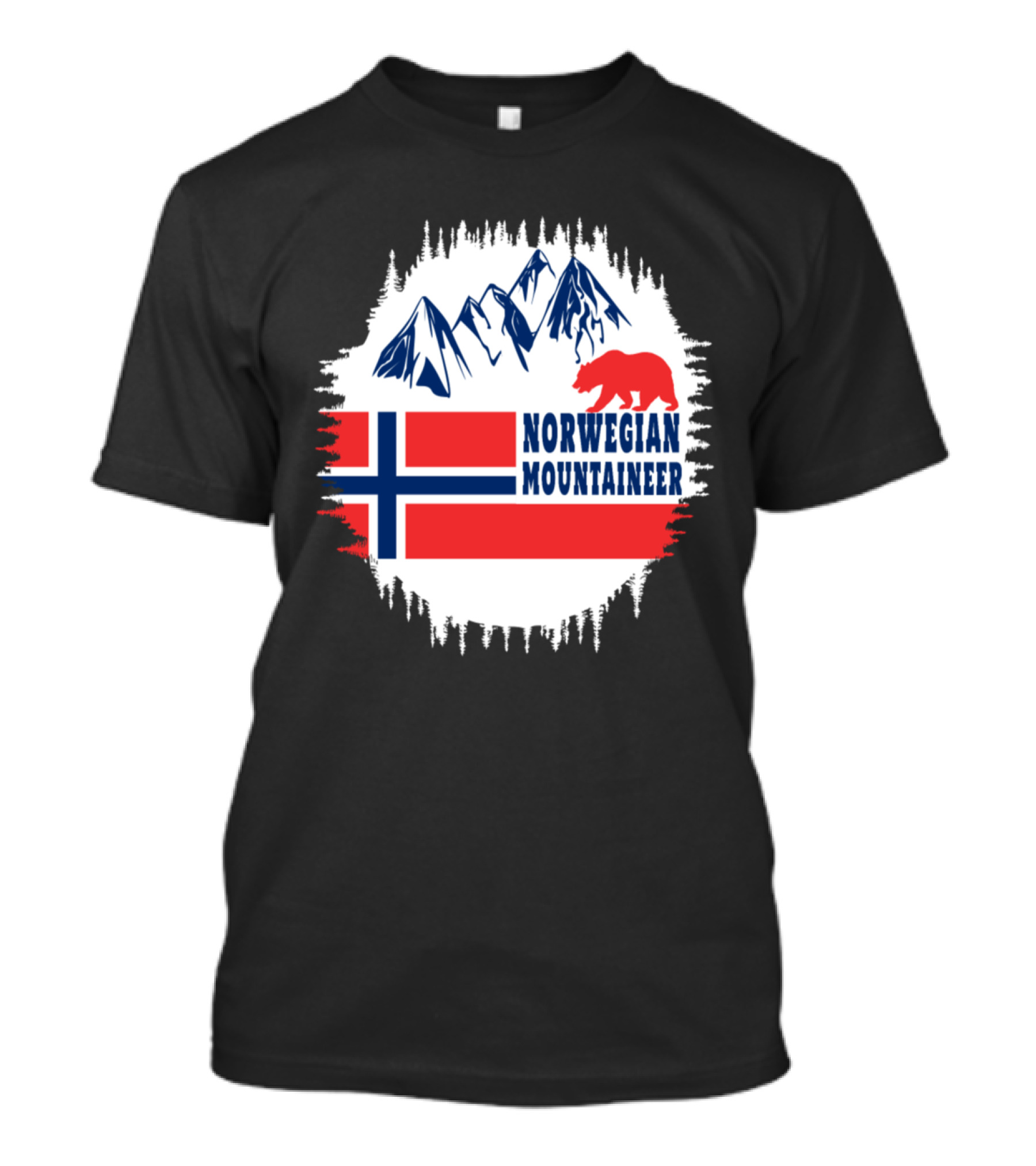 Norwegian Mountaineer Bear And Mountains With Flag T-Shirt