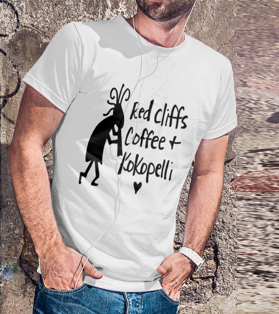 Red Cliffs Coffee Kokopelli Heart T-Shirt