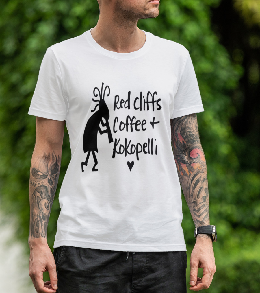 Red Cliffs Coffee Kokopelli Heart T-Shirt