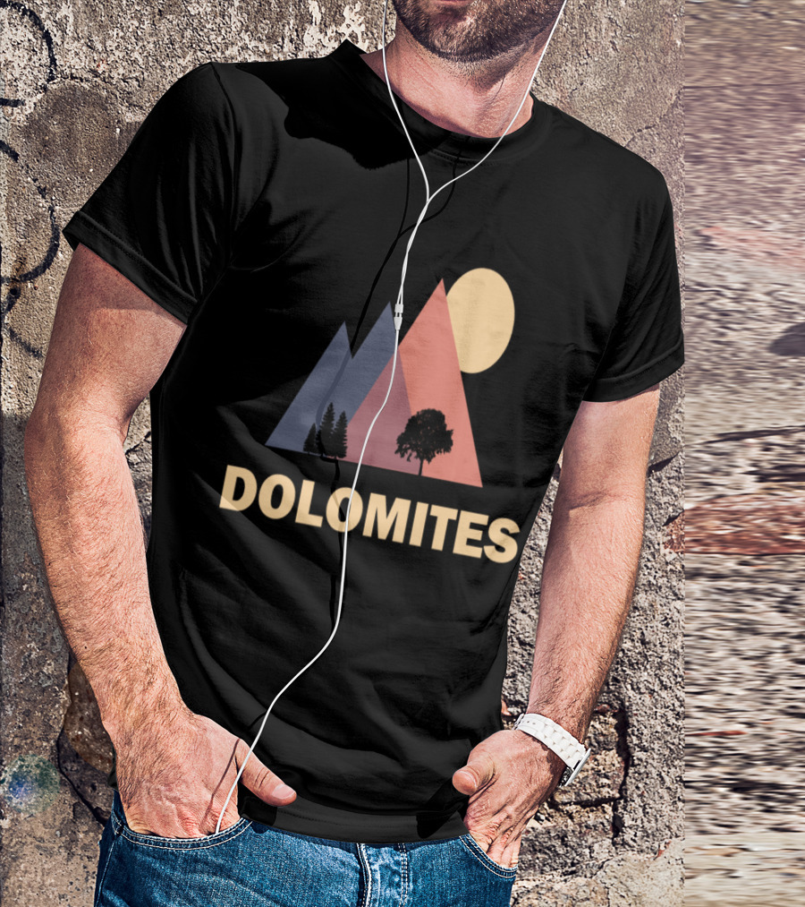 Dolomites Mountain Silhouette With Trees And Sun T-Shirt