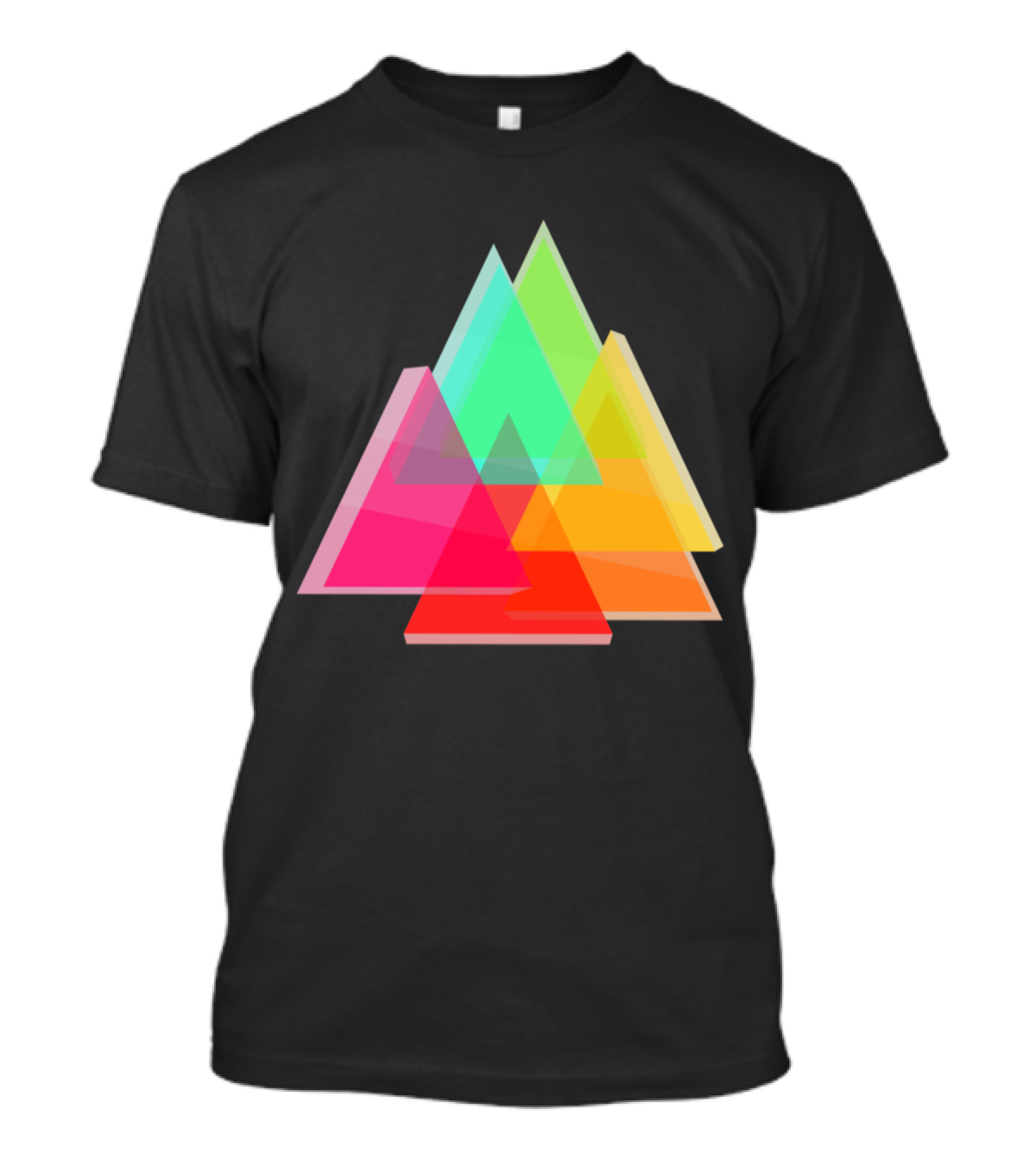 Geometric Colorful Overlapping Transparent Mountain Triangle T-Shirt