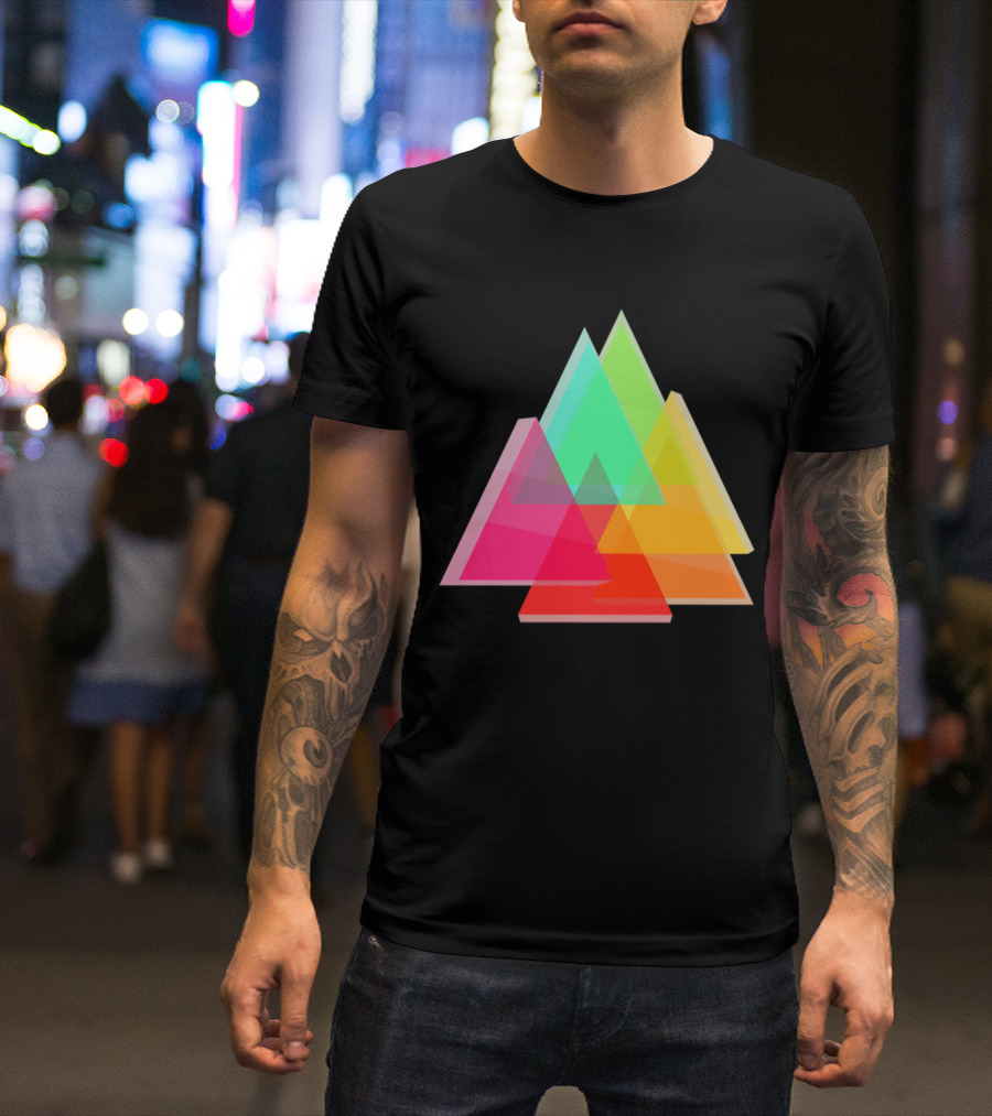Geometric Colorful Overlapping Transparent Mountain Triangle T-Shirt