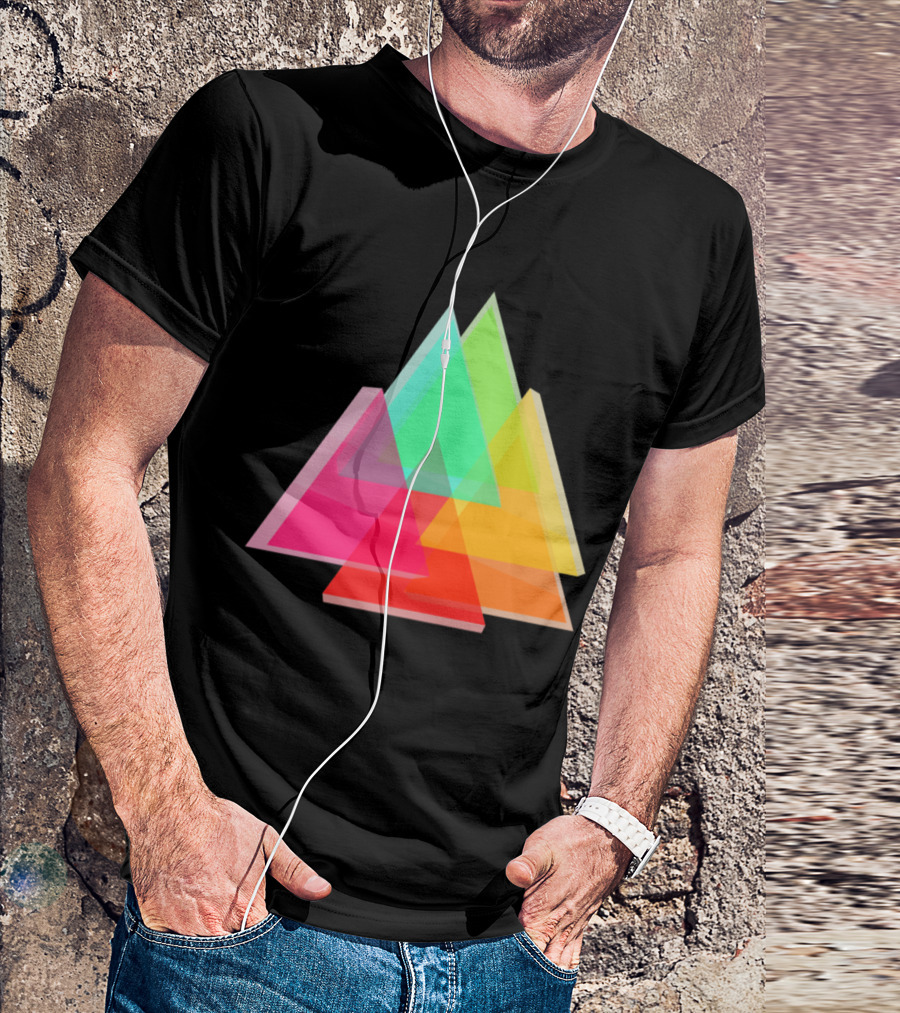 Geometric Colorful Overlapping Transparent Mountain Triangle T-Shirt