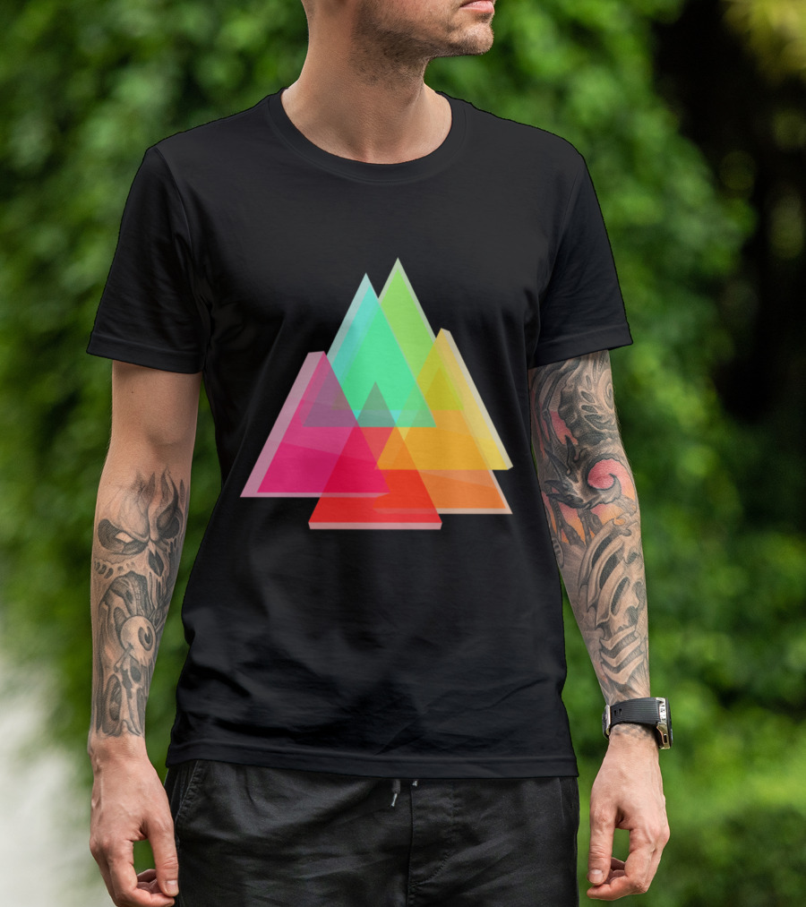 Geometric Colorful Overlapping Transparent Mountain Triangle T-Shirt