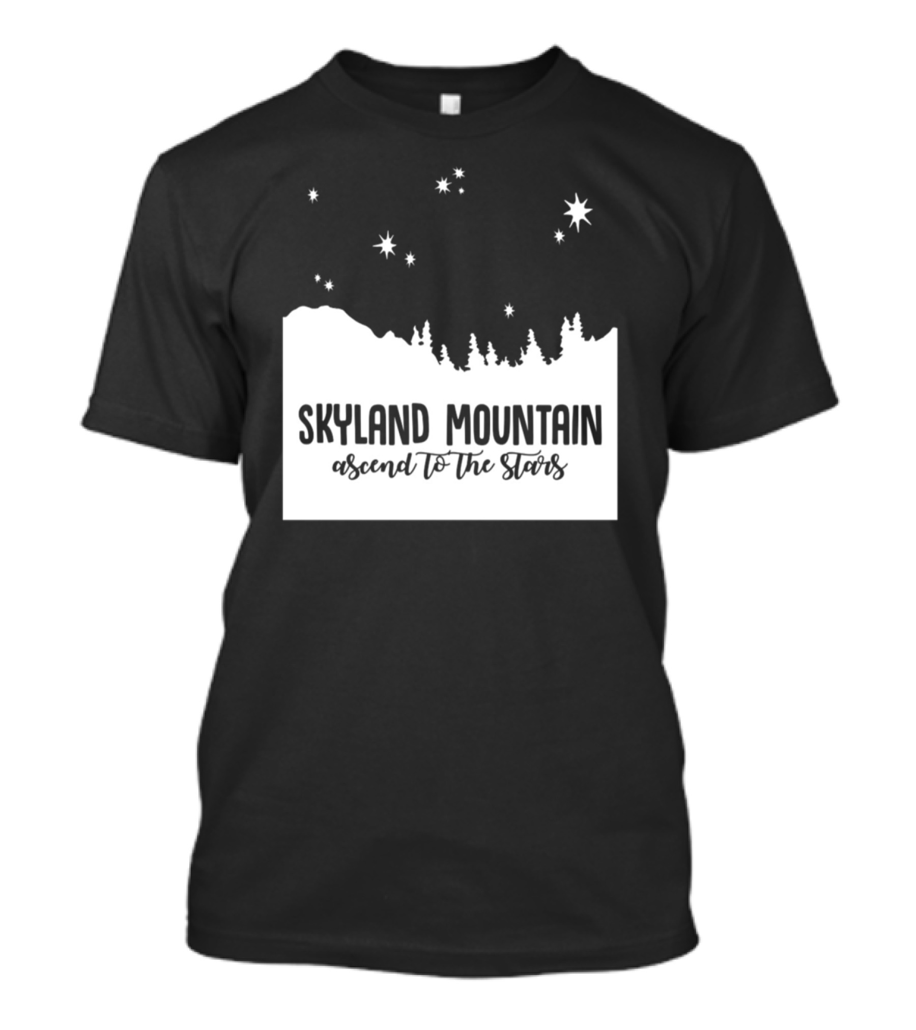 Skyland Mountain Ascend To The Stars Forest Silhouette Night Sky T-Shirt