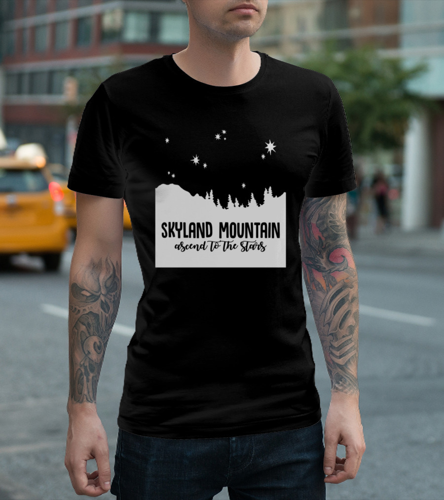 Skyland Mountain Ascend To The Stars Forest Silhouette Night Sky T-Shirt