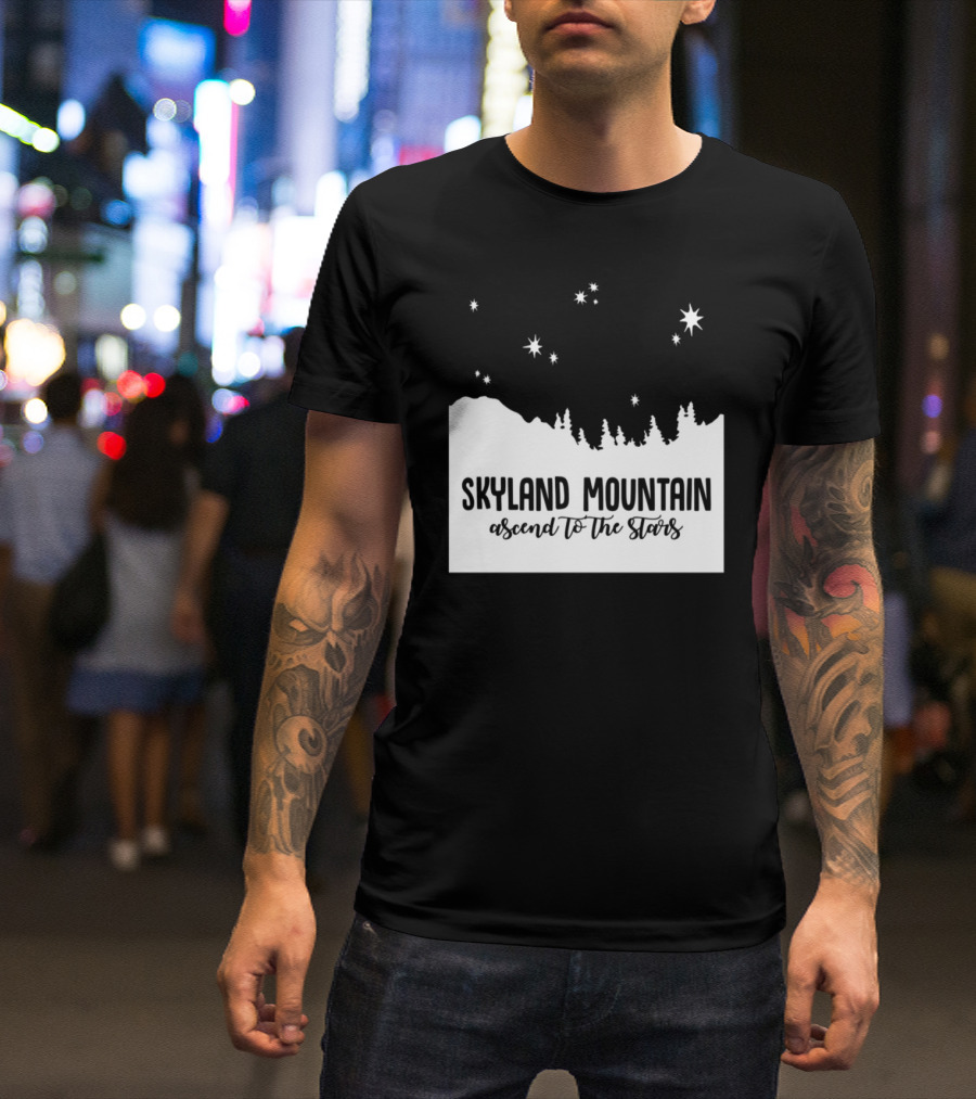 Skyland Mountain Ascend To The Stars Forest Silhouette Night Sky T-Shirt