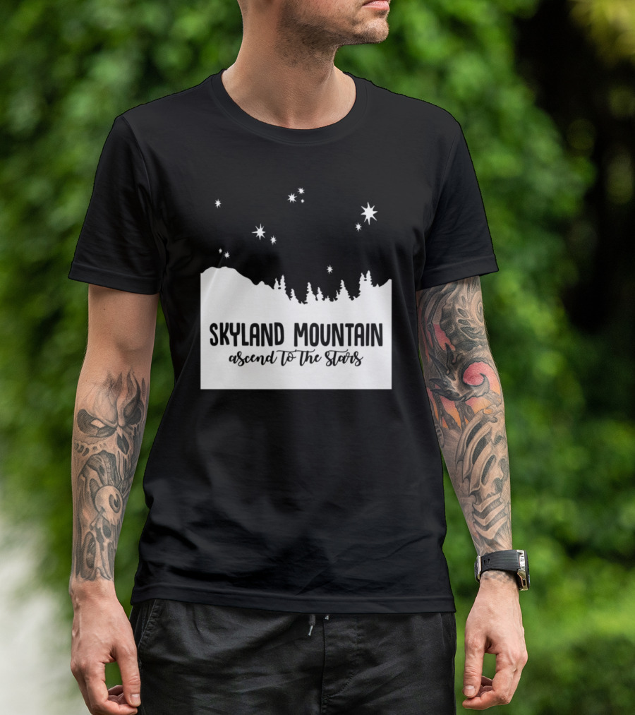 Skyland Mountain Ascend To The Stars Forest Silhouette Night Sky T-Shirt