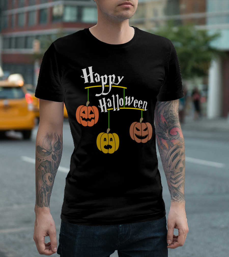 Happy Halloween Laughing Pumpkins Hanging Mobile T-Shirt